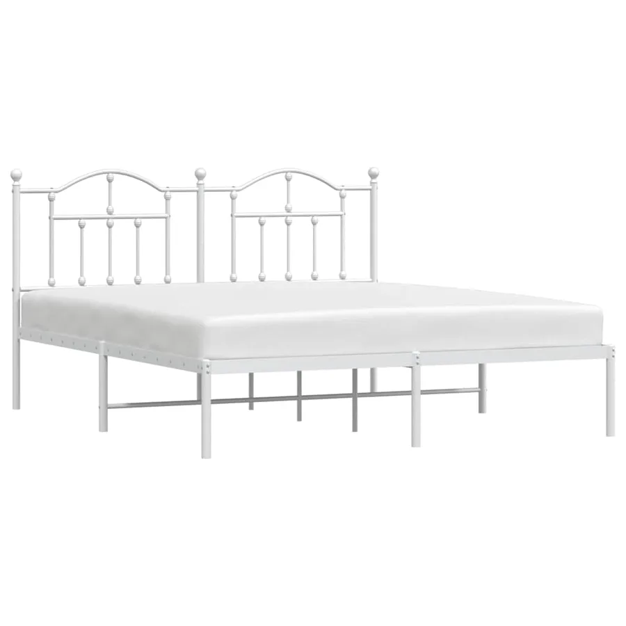 Cadre de lit métal sans matelas et tête de lit blanc 183x213 cm - 5