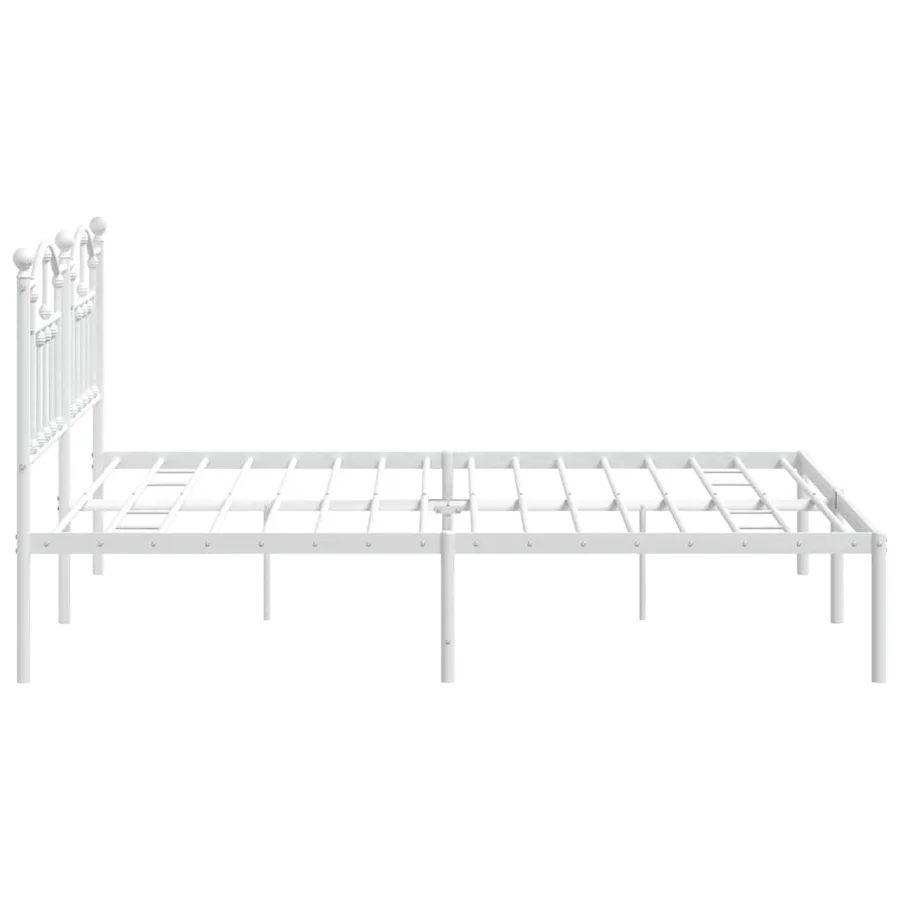 Cadre de lit métal sans matelas et tête de lit blanc 183x213 cm - 7