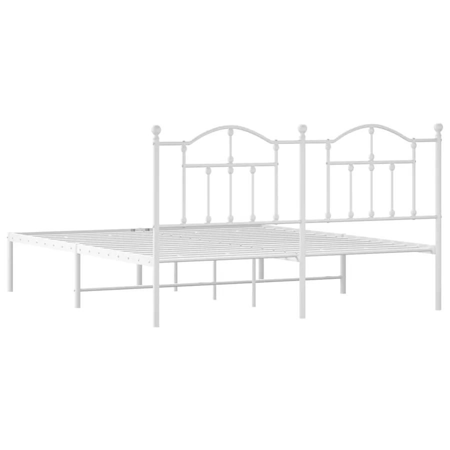Cadre de lit métal sans matelas et tête de lit blanc 183x213 cm - 8