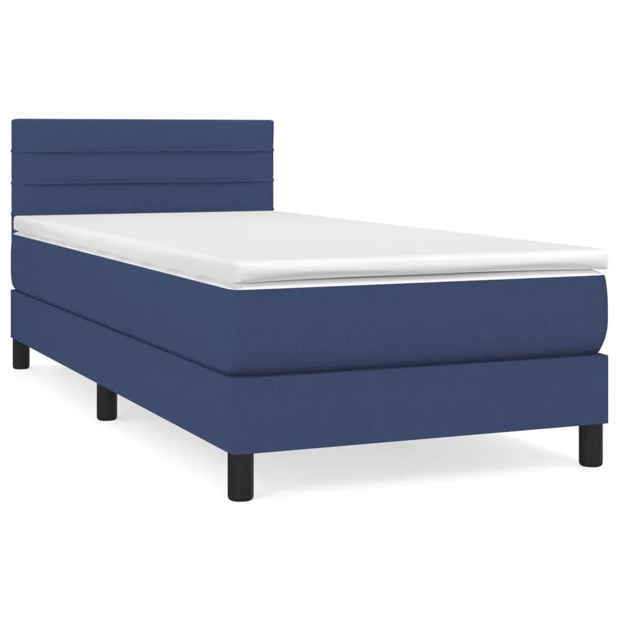 Sommier à lattes de lit avec matelas Bleu 100x200 cm Tissu - 2