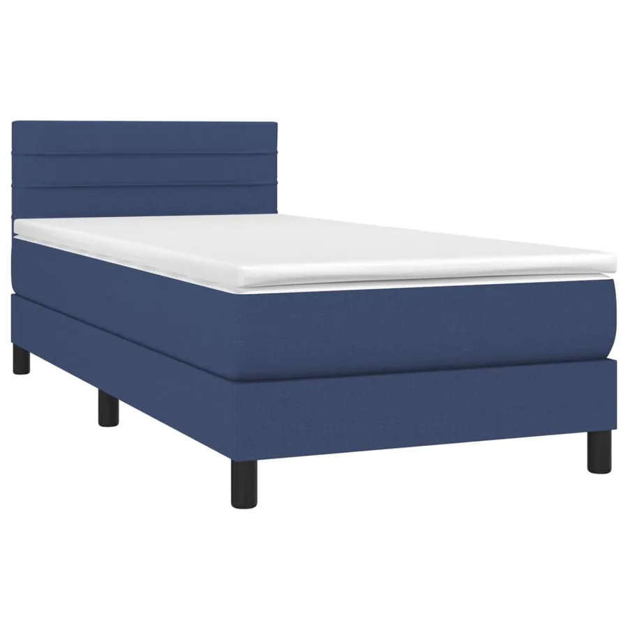 Sommier à lattes de lit avec matelas Bleu 100x200 cm Tissu - 3