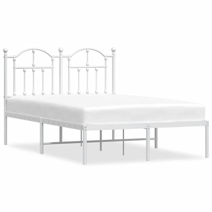 Cadre de lit métal sans matelas et tête de lit blanc 120x190 cm - 2