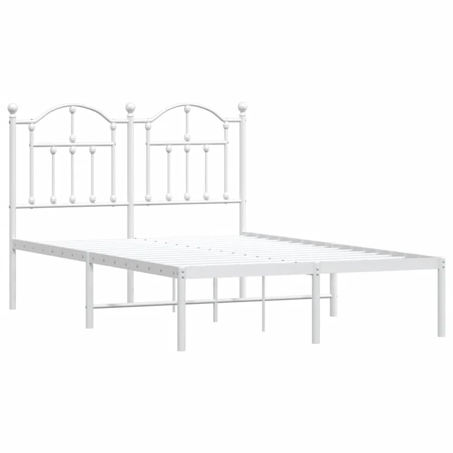 Cadre de lit métal sans matelas et tête de lit blanc 120x190 cm - 3