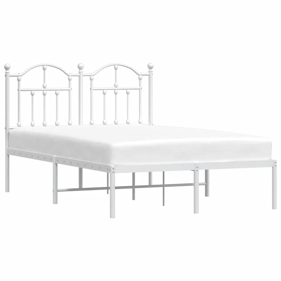 Cadre de lit métal sans matelas et tête de lit blanc 120x190 cm - 4