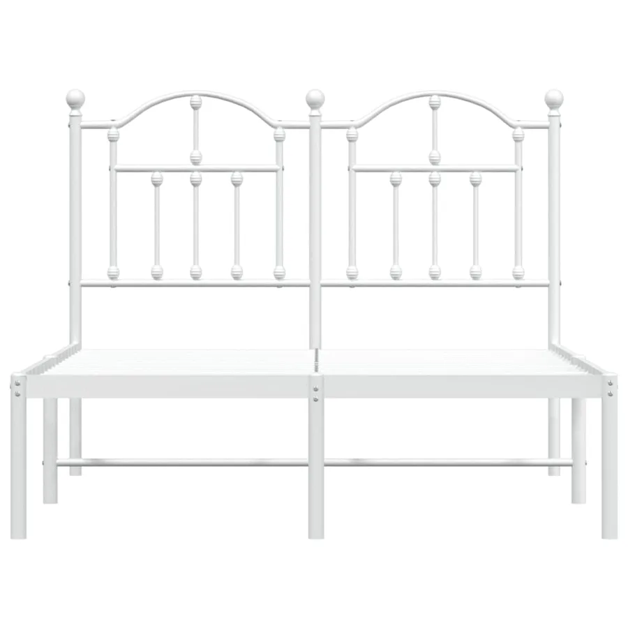Cadre de lit métal sans matelas et tête de lit blanc 120x190 cm - 5