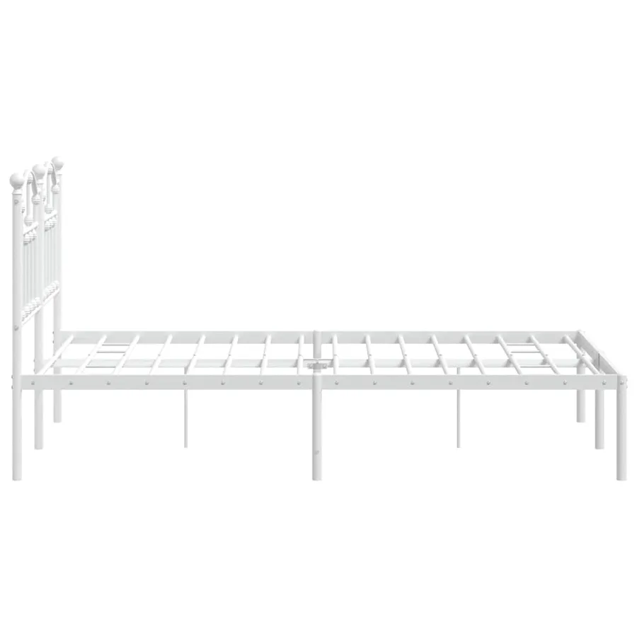 Cadre de lit métal sans matelas et tête de lit blanc 120x190 cm - 6