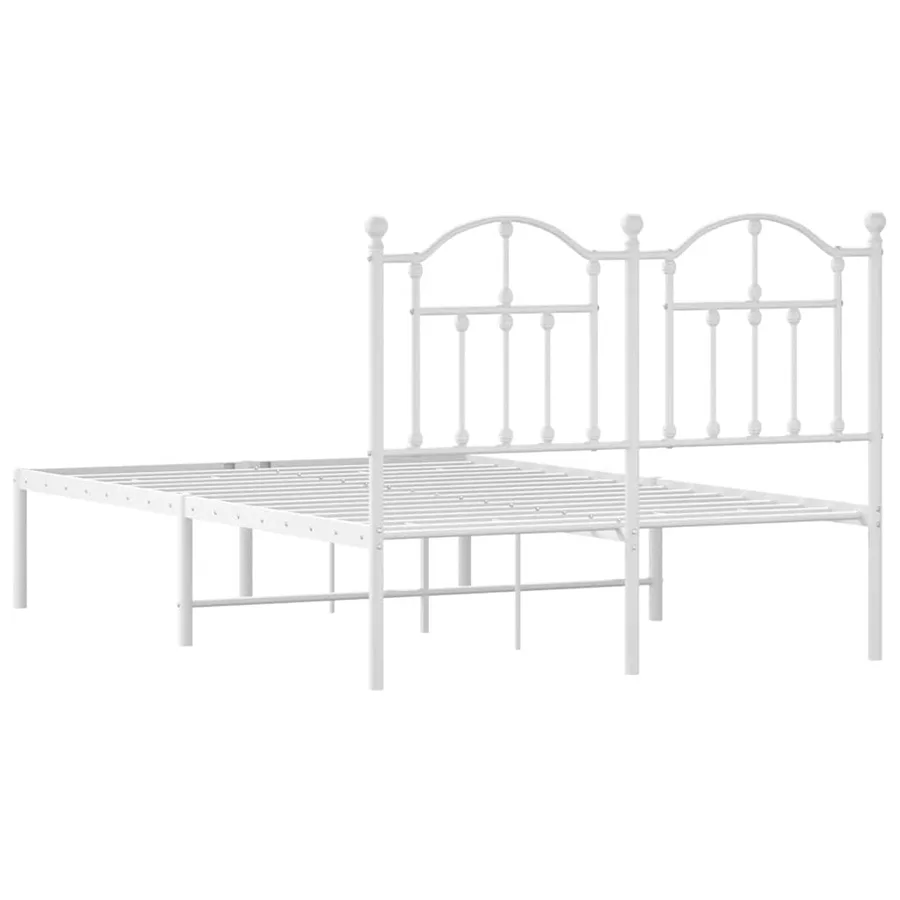 Cadre de lit métal sans matelas et tête de lit blanc 120x190 cm - 7