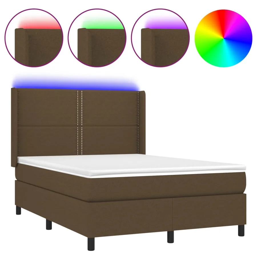 Sommier à lattes de lit matelas LED Marron foncé 140x190 cm - 2
