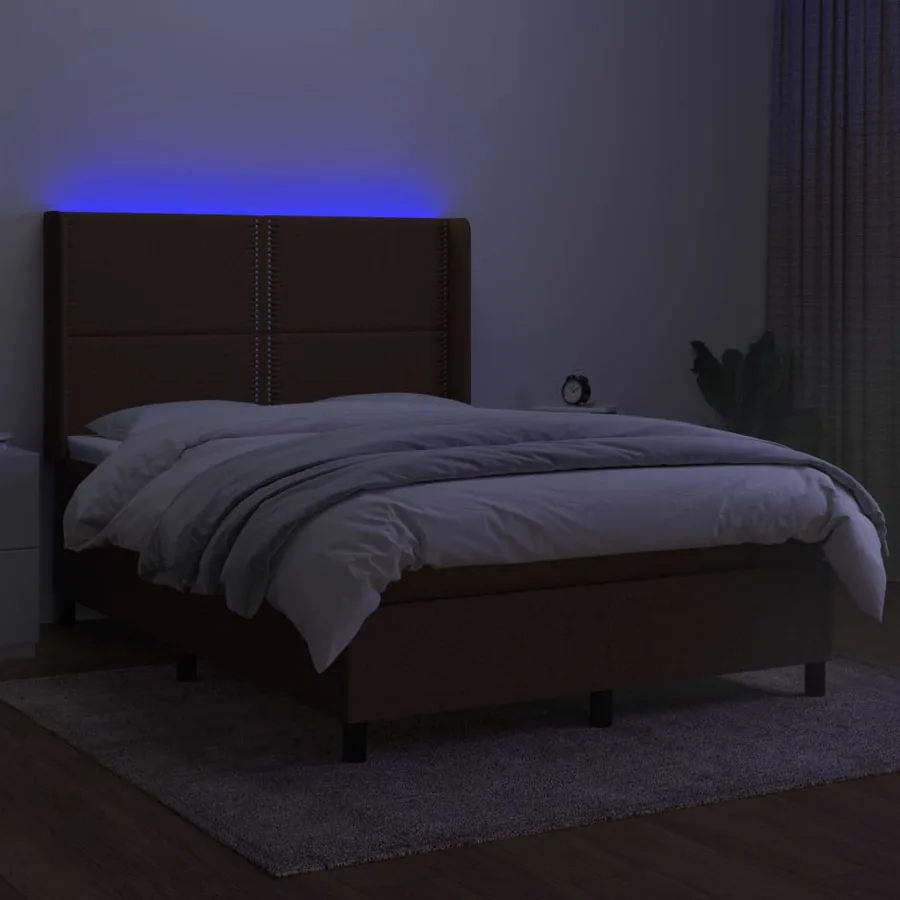 Sommier à lattes de lit matelas LED Marron foncé 140x190 cm - 3