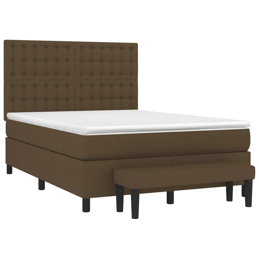 Sommier à lattes de lit avec matelas Marron foncé 140x190 cm - 3