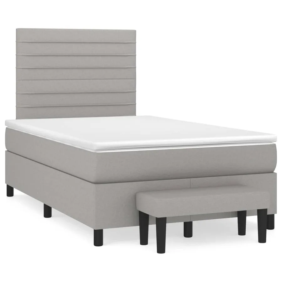 Sommier à lattes de lit avec matelas Gris clair 120x200cm Tissu - 2
