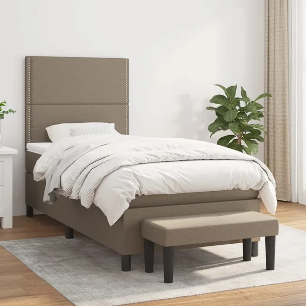 Sommier à lattes de lit avec matelas Taupe 100x200 cm Tissu