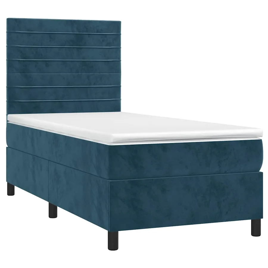 Sommier à lattes de lit avec matelas LED Bleu foncé 100x200 cm - 3