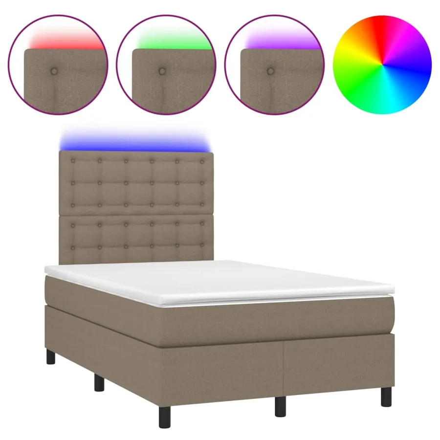Sommier à lattes de lit avec matelas et LED Taupe 120x200 cm - 2