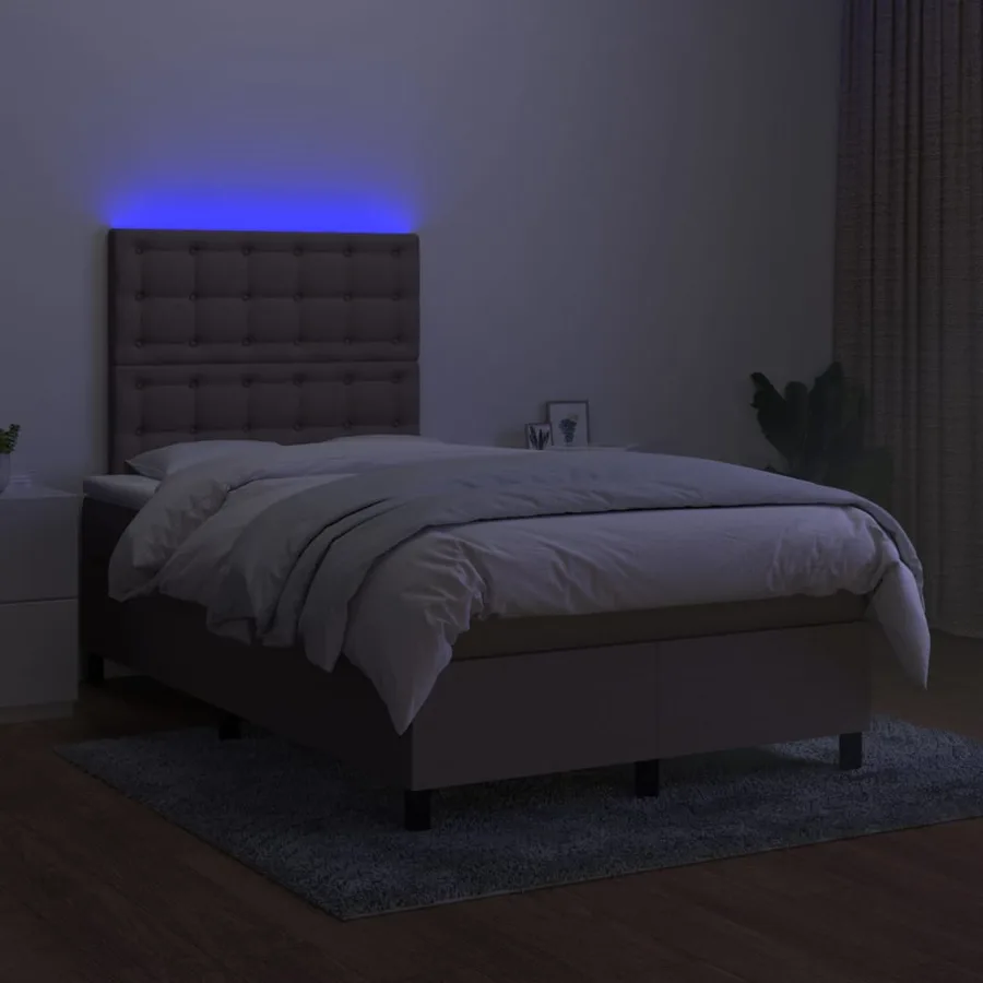 Sommier à lattes de lit avec matelas et LED Taupe 120x200 cm - 4