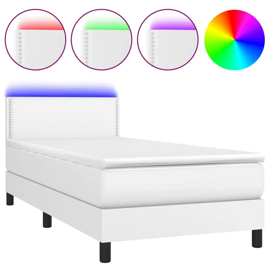 Sommier à lattes de lit avec matelas et LED Blanc 100x200 cm - 2