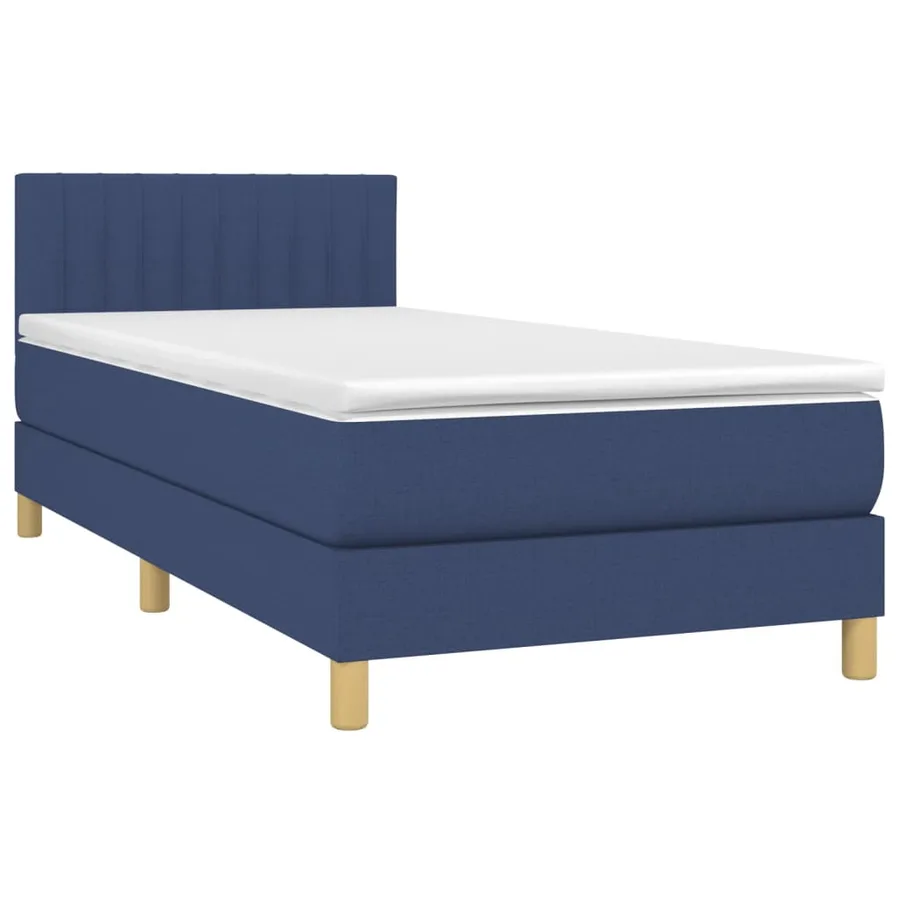 Sommier à lattes de lit avec matelas et LED Bleu 80x200cm Tissu - 4
