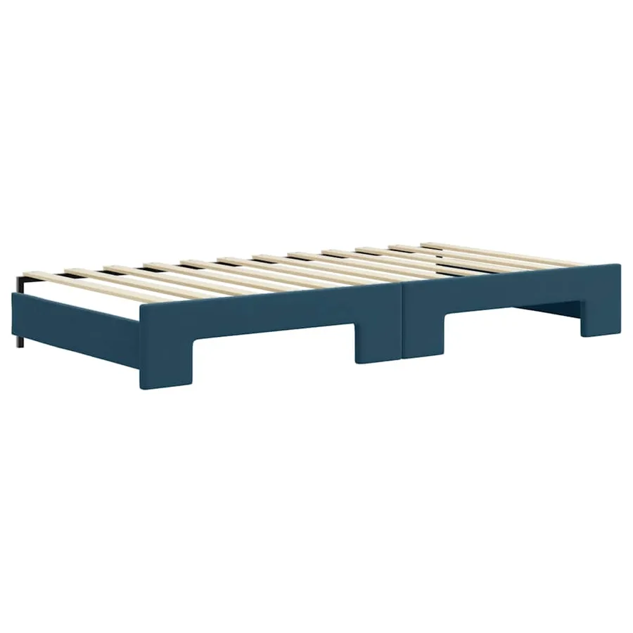 Lit de jour avec lit gigogne et matelas bleu 100x200 cm velours - 5