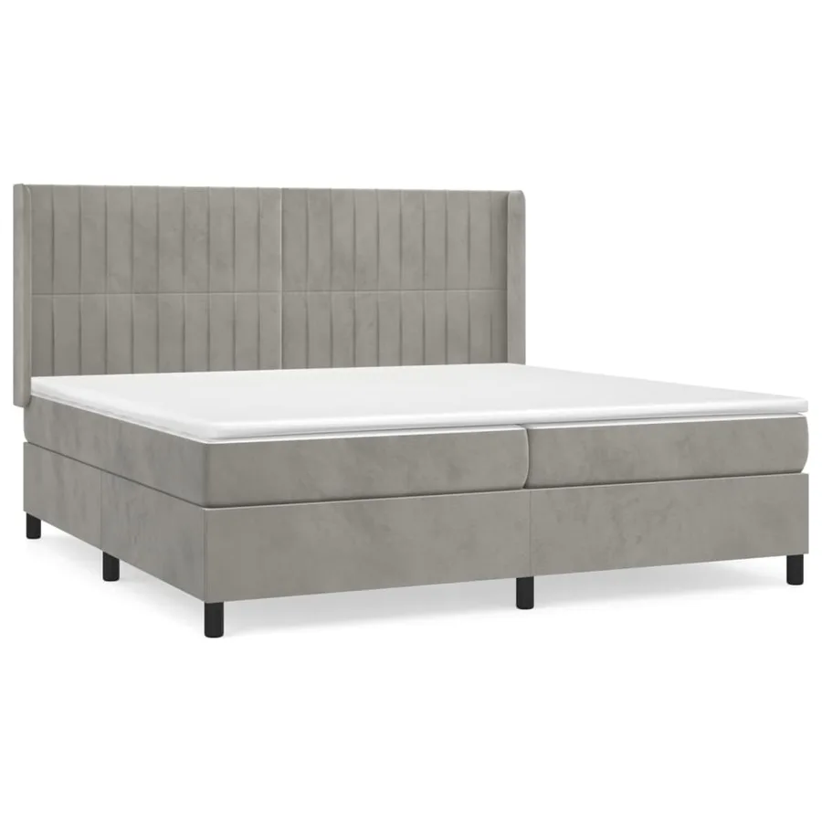 Sommier à lattes de lit et matelas Gris clair 200x200cm Velours - 2