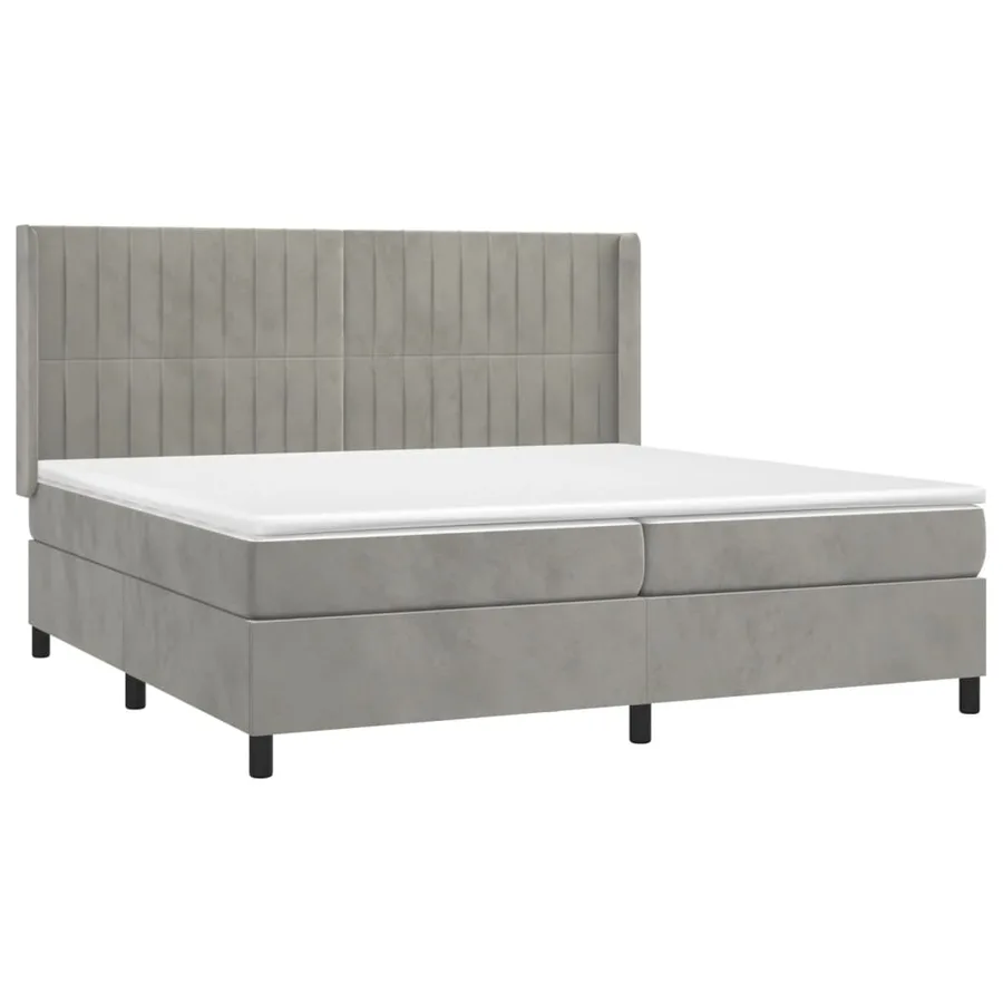 Sommier à lattes de lit et matelas Gris clair 200x200cm Velours - 3