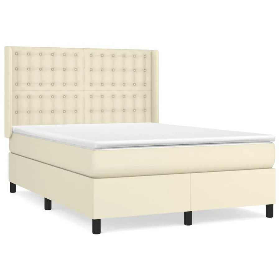 Sommier à lattes de lit avec matelas Crème 140x200cm Similicuir - 2