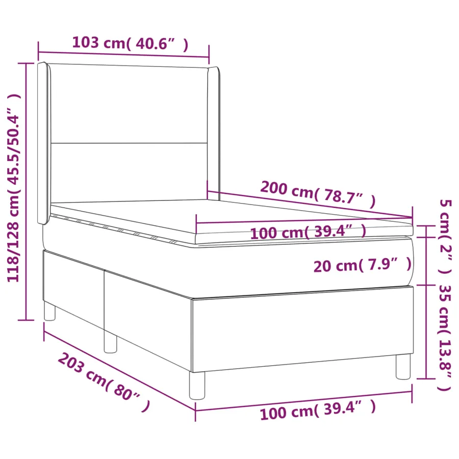 Sommier à lattes de lit avec matelas Cappuccino 100x200 cm - 7