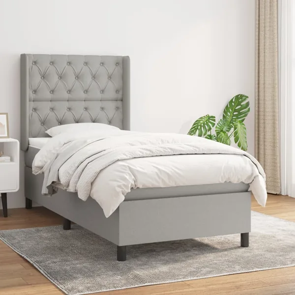 Sommier à lattes de lit avec matelas Gris clair 80x200 cm Tissu