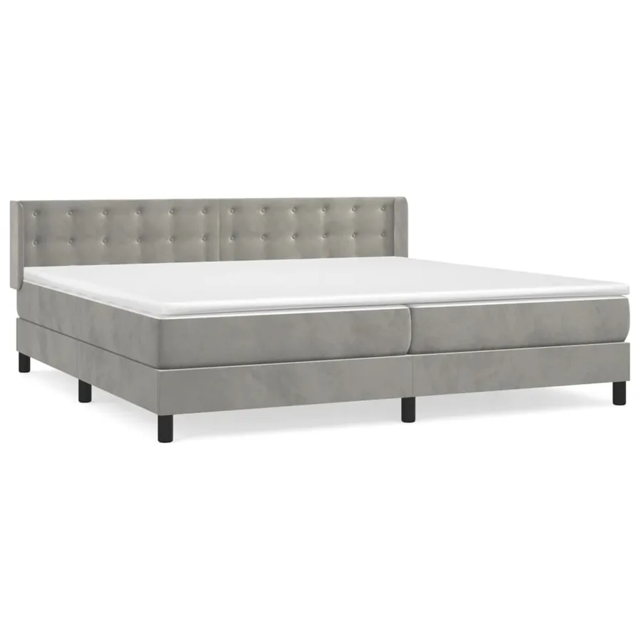 Sommier à lattes de lit et matelas Gris clair 200x200cm Velours - 2