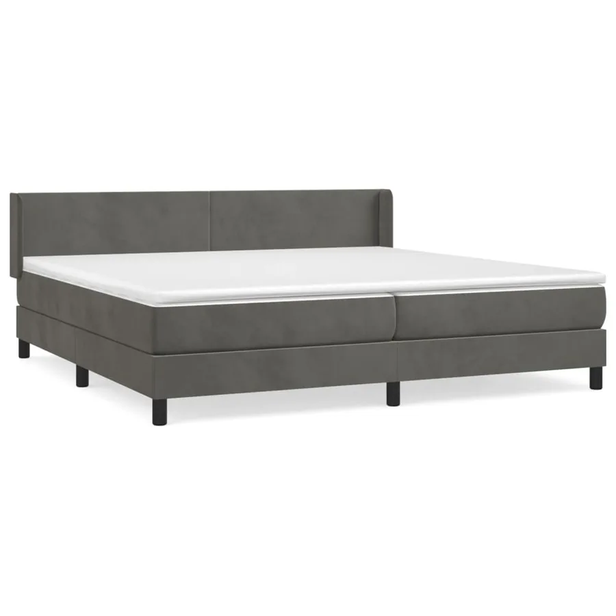 Sommier à lattes de lit et matelas Gris foncé 200x200cm Velours - 2