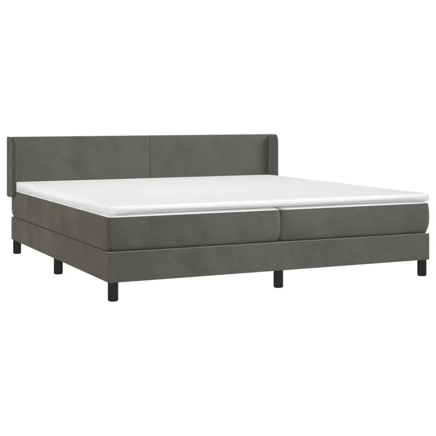 Sommier à lattes de lit et matelas Gris foncé 200x200cm Velours - 3