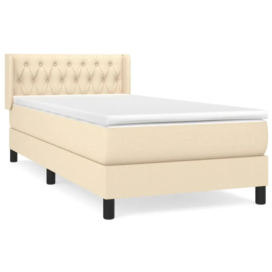 Sommier à lattes de lit et matelas Crème 90x190 cm Tissu - 2