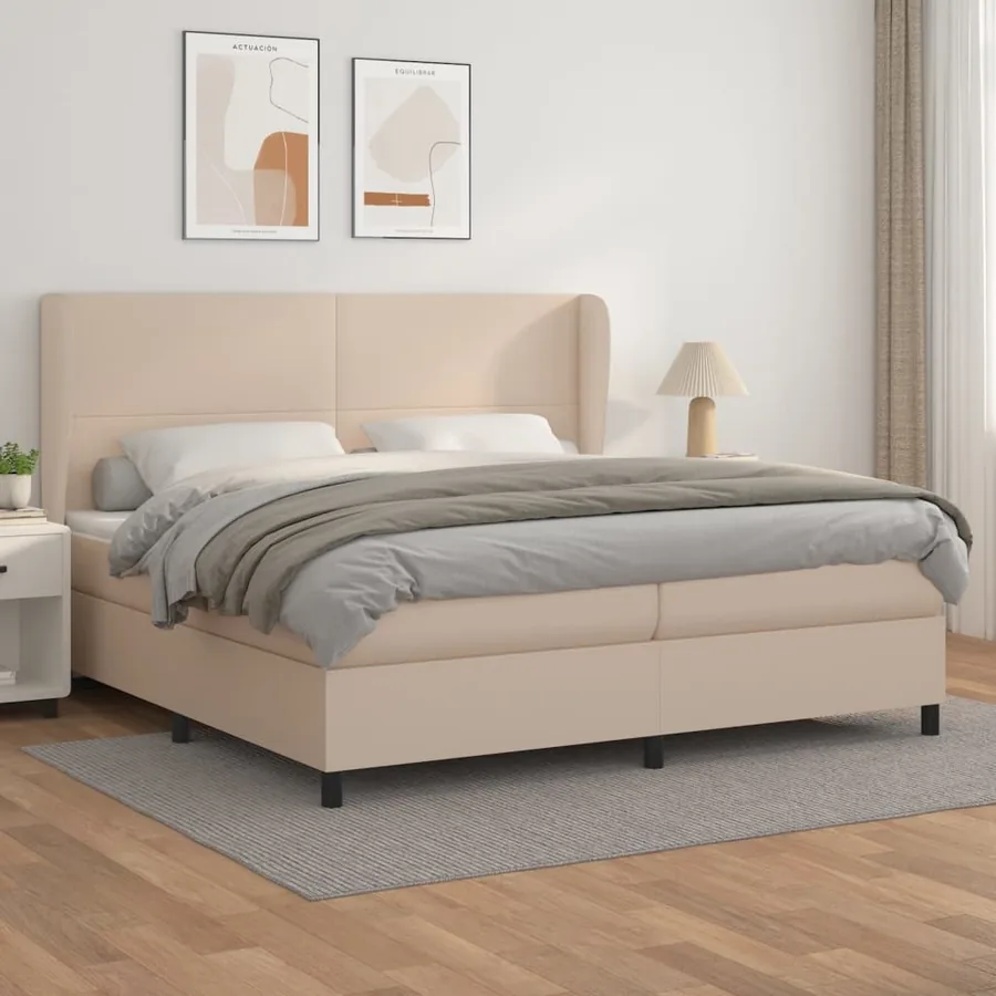Sommier à lattes de lit avec matelas Cappuccino 200x200 cm