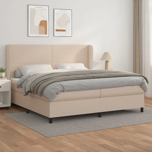 Sommier à lattes de lit avec matelas Cappuccino 200x200 cm