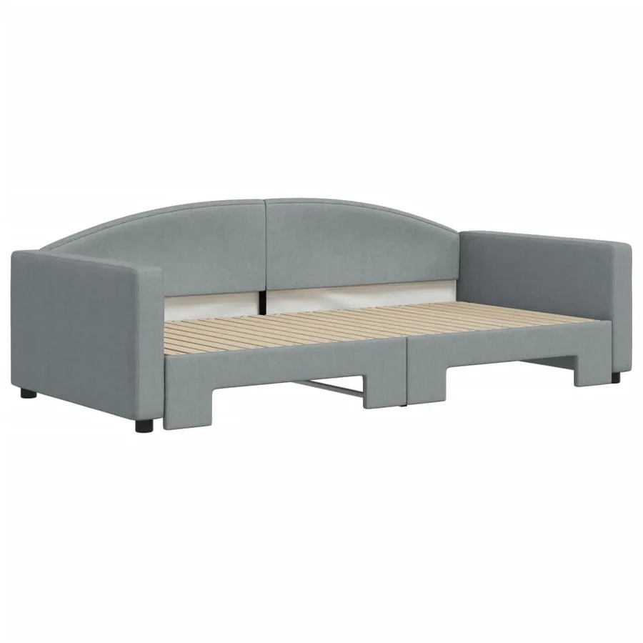 Lit de jour avec gigogne sans matelas gris clair 100x200 cm - 3