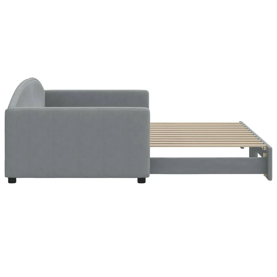 Lit de jour avec gigogne sans matelas gris clair 100x200 cm - 4