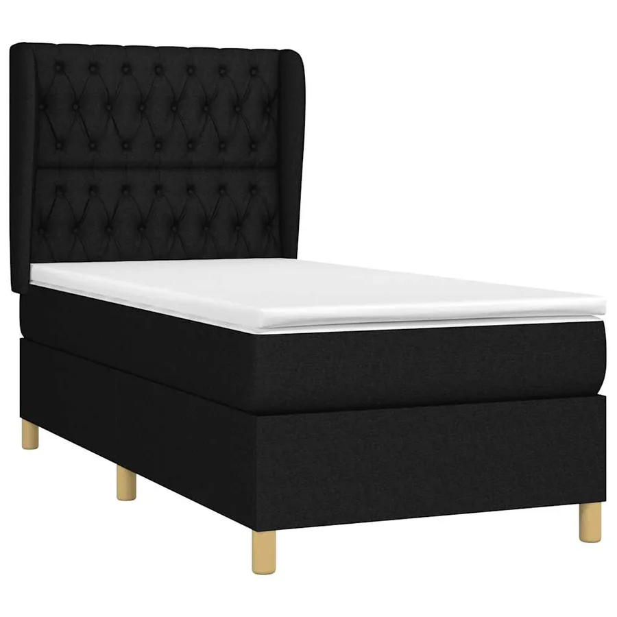 Sommier à lattes de lit avec matelas Noir 90x200 cm Tissu - 3