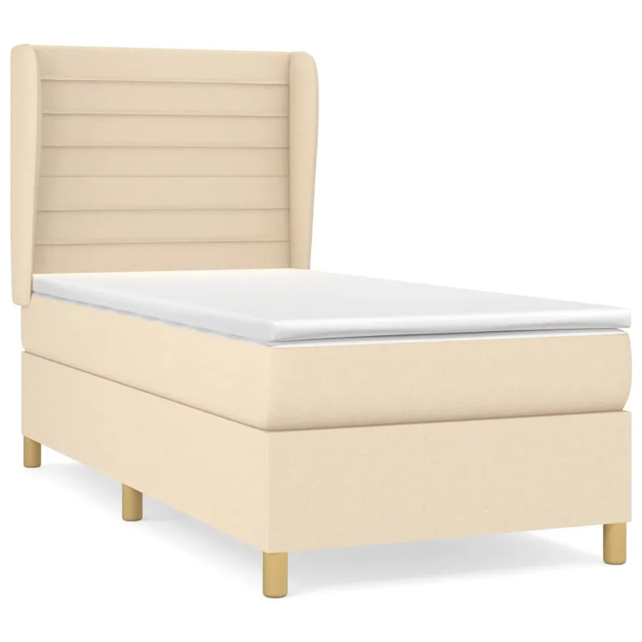 Sommier à lattes de lit avec matelas Crème 80x200 cm Tissu - 2