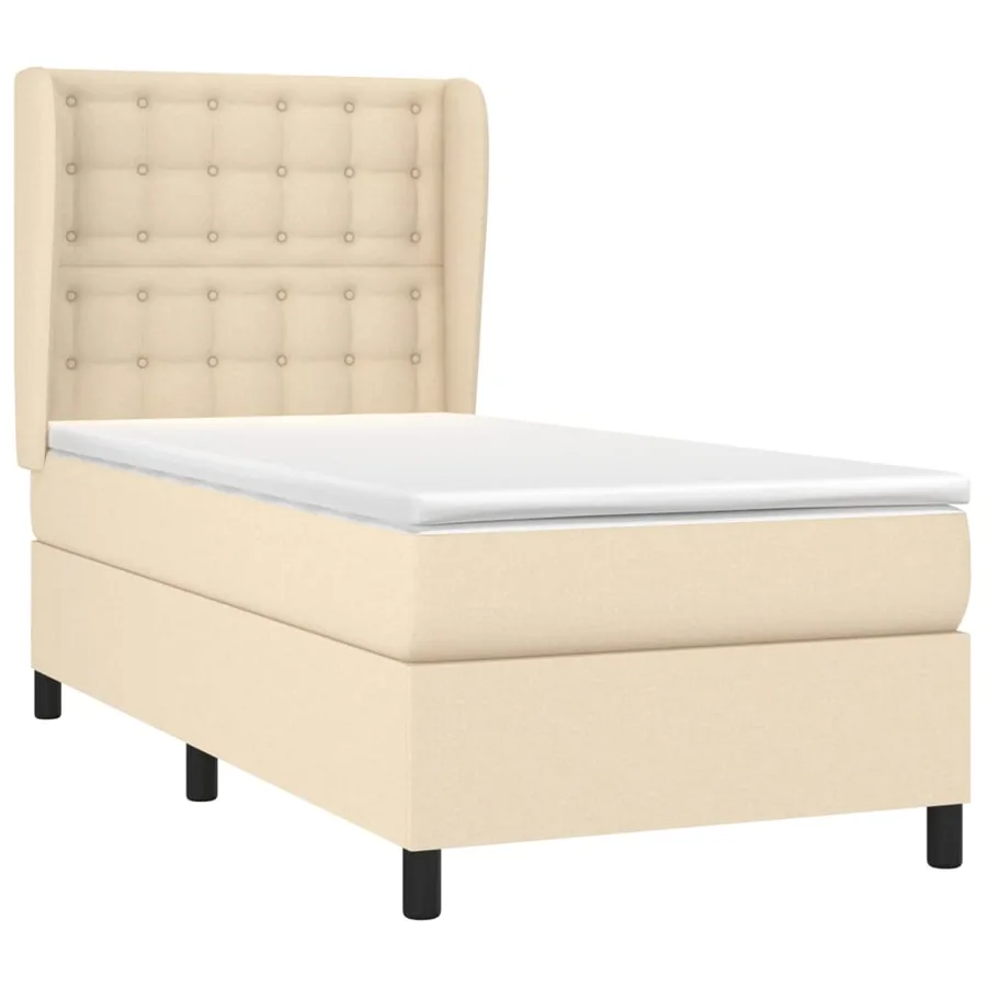 Sommier à lattes de lit avec matelas Crème 100x200 cm Tissu - 3