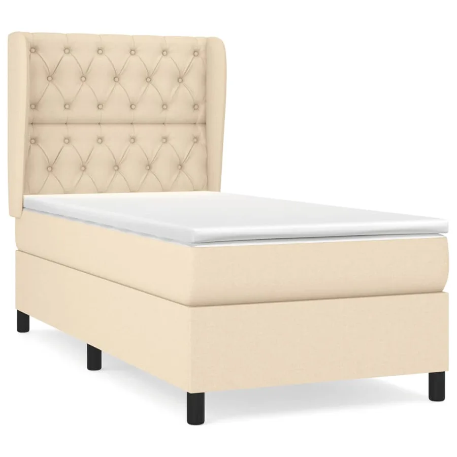 Sommier à lattes de lit avec matelas Crème 80x200 cm Tissu - 2