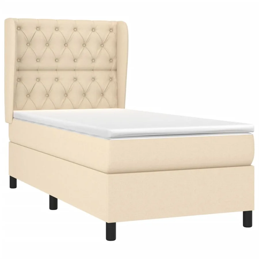 Sommier à lattes de lit avec matelas Crème 80x200 cm Tissu - 3
