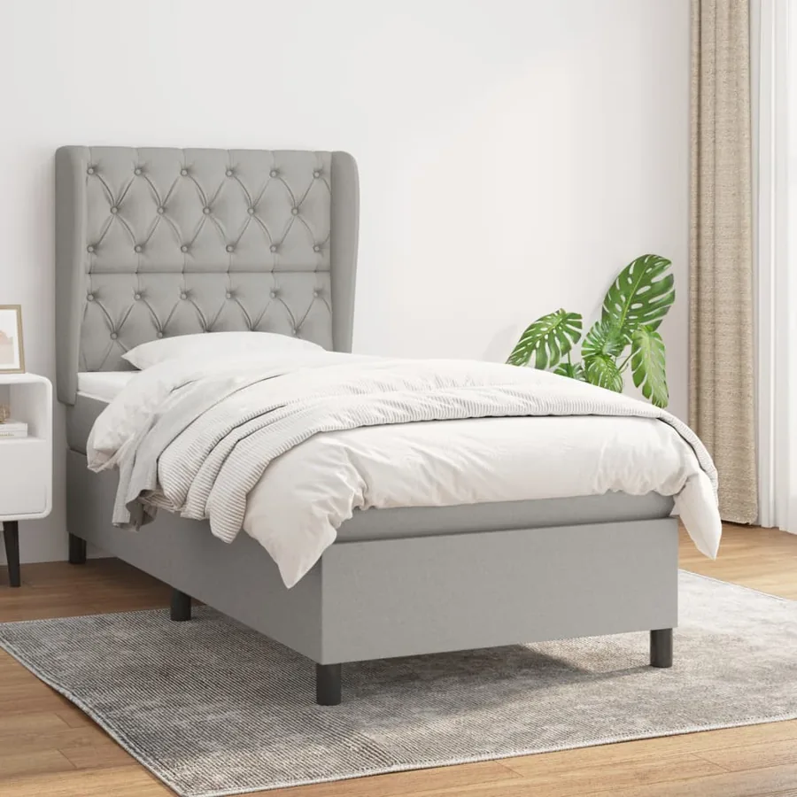 Sommier à lattes de lit avec matelas Gris clair 80x200 cm Tissu