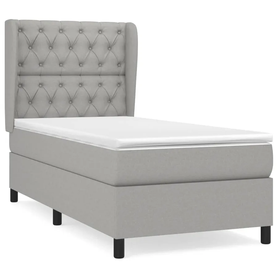 Sommier à lattes de lit avec matelas Gris clair 80x200 cm Tissu - 2