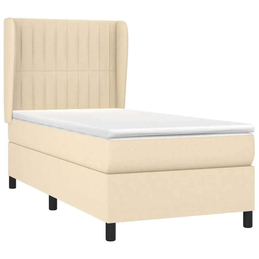 Sommier à lattes de lit et matelas Crème 90x190 cm Tissu - 3