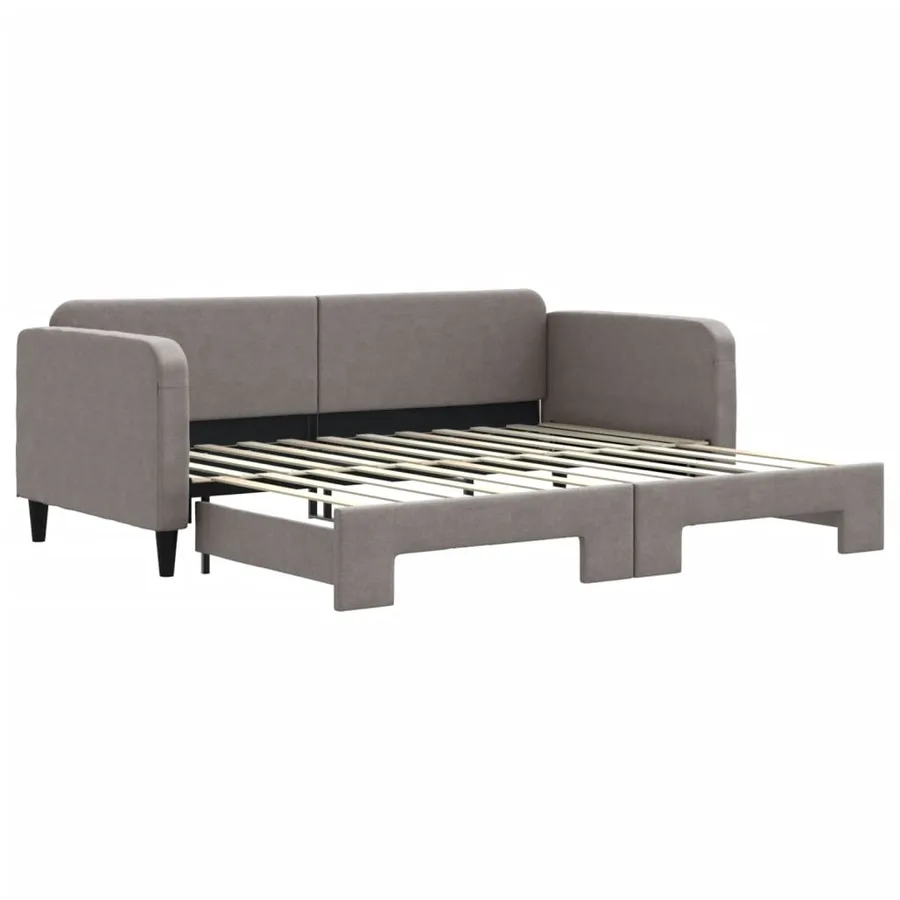 Lit de jour avec gigogne sans matelas taupe 90x200 cm - 2