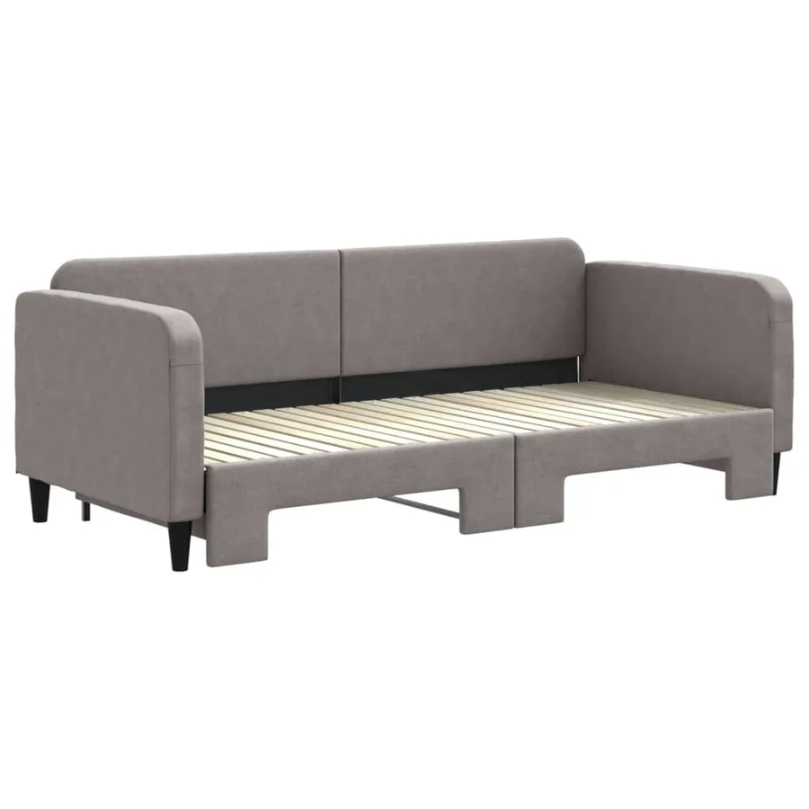 Lit de jour avec gigogne sans matelas taupe 90x200 cm - 3