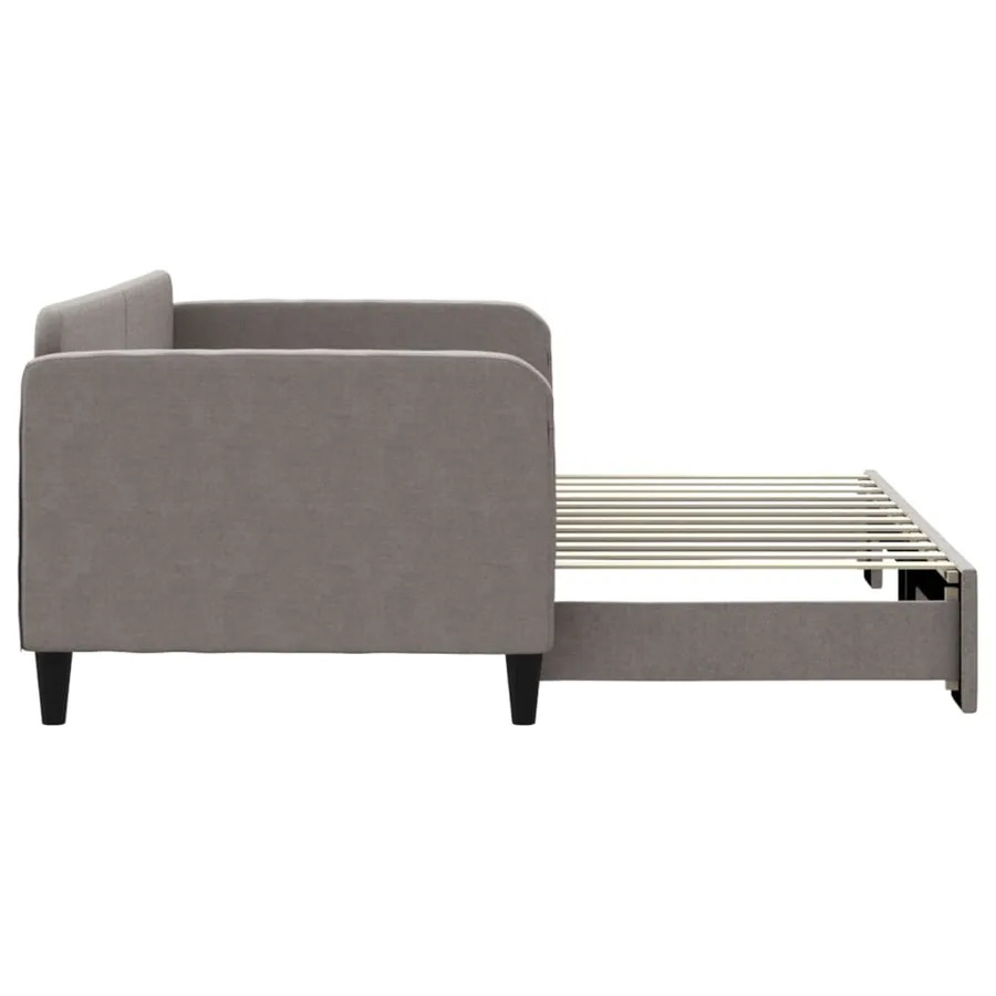 Lit de jour avec gigogne sans matelas taupe 90x200 cm - 4