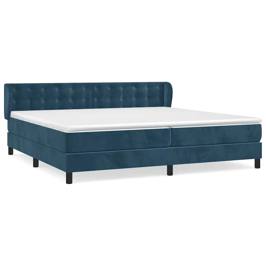 Sommier à lattes de lit et matelas Bleu foncé 200x200cm Velours - 2