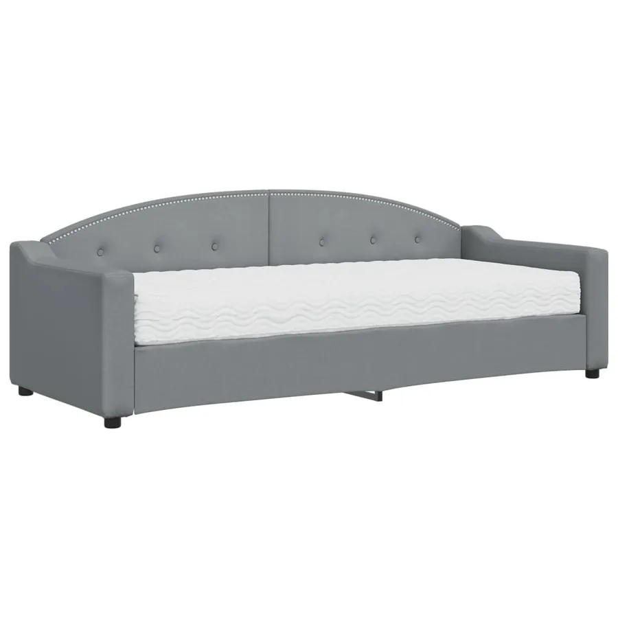 Lit de jour avec matelas gris clair 80x200 cm tissu - 2