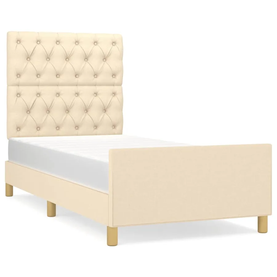 Cadre de lit sans matelas crème 80x200 cm tissu - 2