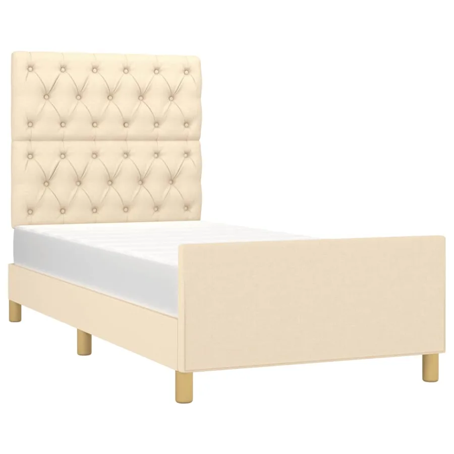 Cadre de lit sans matelas crème 80x200 cm tissu - 3